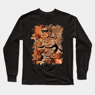 Blue Beetle Retro  - Brown Watercolor Splash Long Sleeve T-Shirt